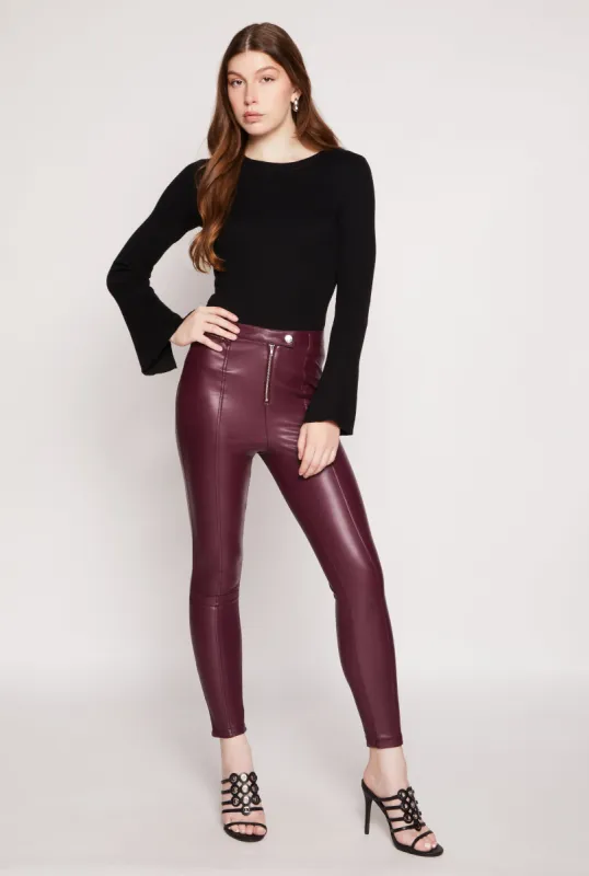 Iris Faux Leather Pintuck Skinny Leg Pants sold by Rainbow