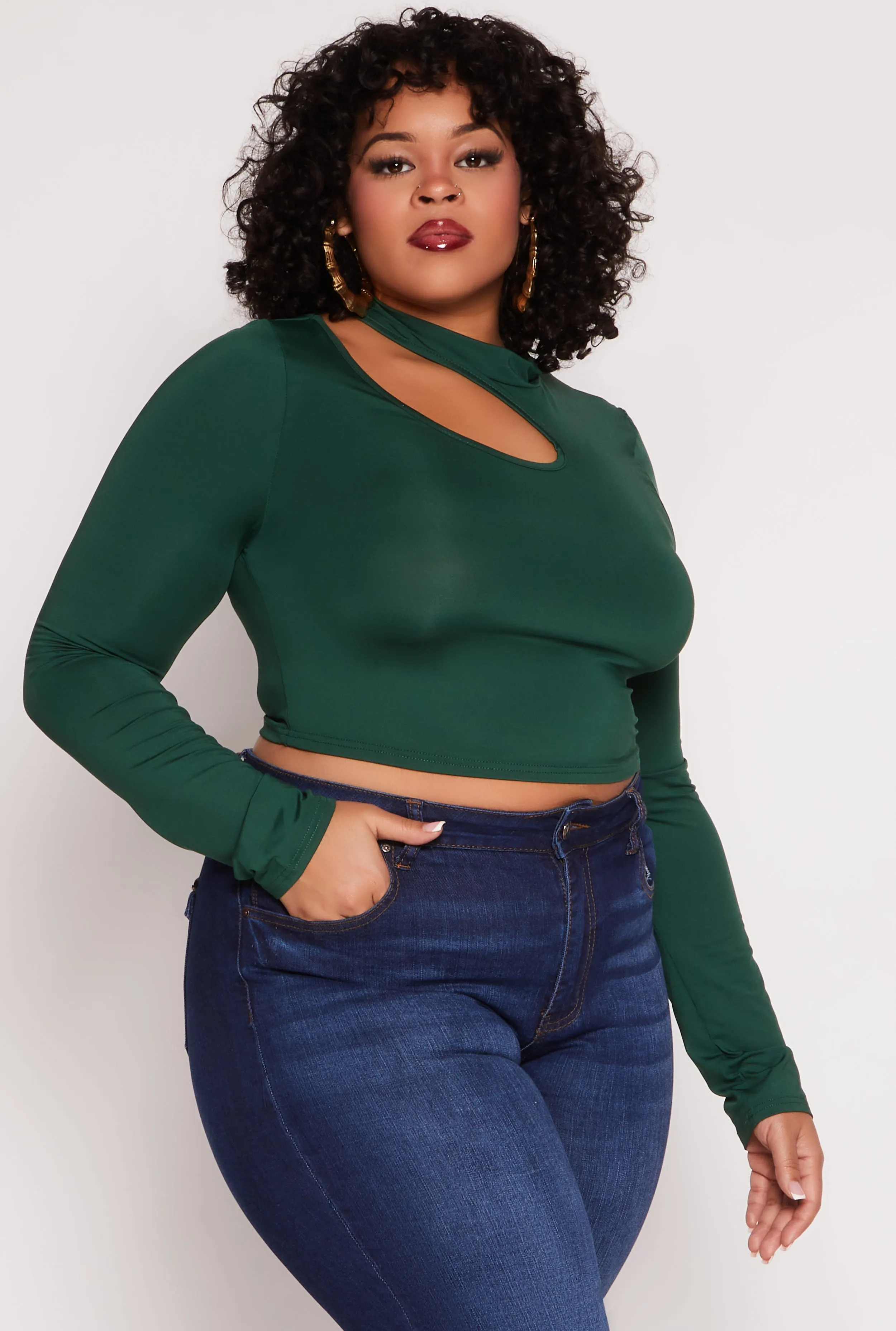 Plus Size Daisy Asymmetrical Cut Out Crop Top sold by Rainbow