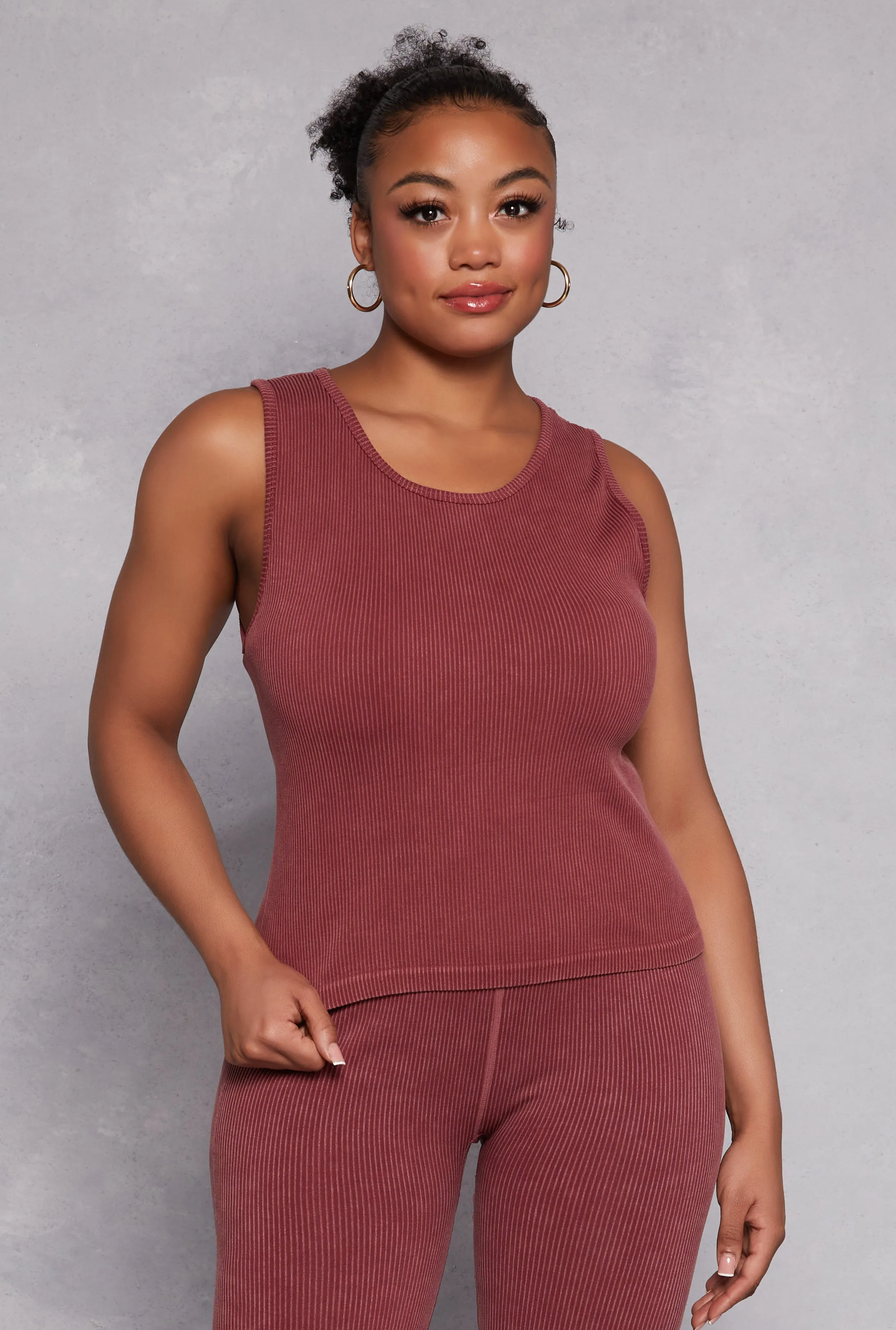 Plus Size Seamless Acid Wash Tank Top sold by Rainbow