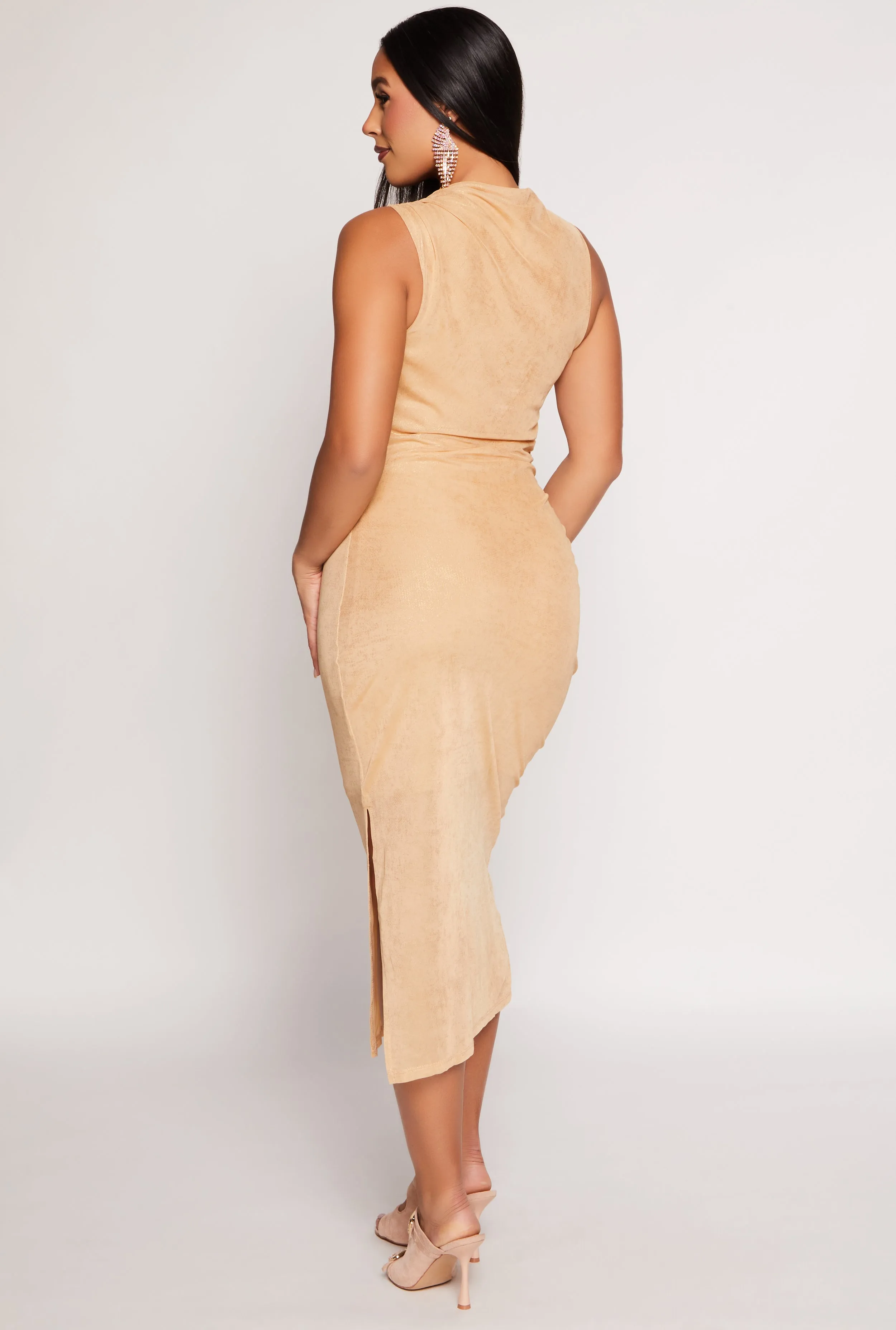 Haute Monde Foiled Mesh Side Slit Midi Dress sold by Rainbow product image thumbnail 3