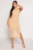 Haute Monde Foiled Mesh Side Slit Midi Dress sold by Rainbow