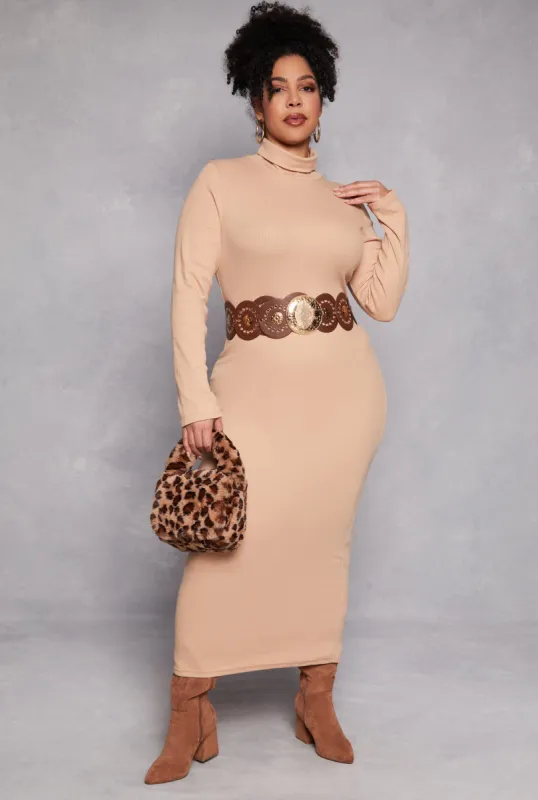 Plus Size Daisy Turtleneck Long Sleeve Dress sold by Rainbow