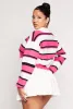 Distressed Striped Cropped Sweater sold by Rainbow