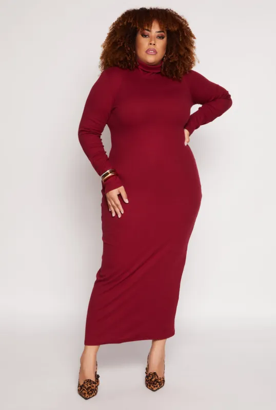 Plus Size Daisy Turtleneck Long Sleeve Dress sold by Rainbow