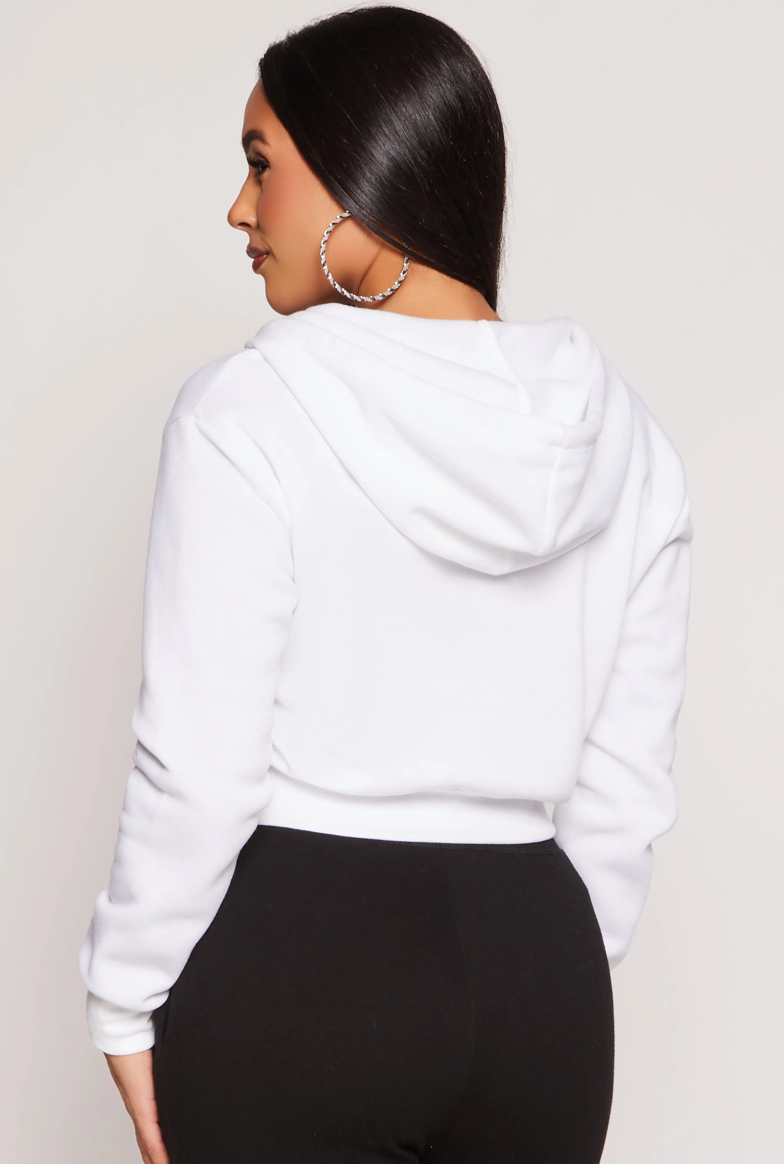 Fleece Zip Front Cropped Hoodie sold by Rainbow product image thumbnail 3