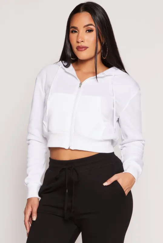 Fleece Zip Front Cropped Hoodie sold by Rainbow