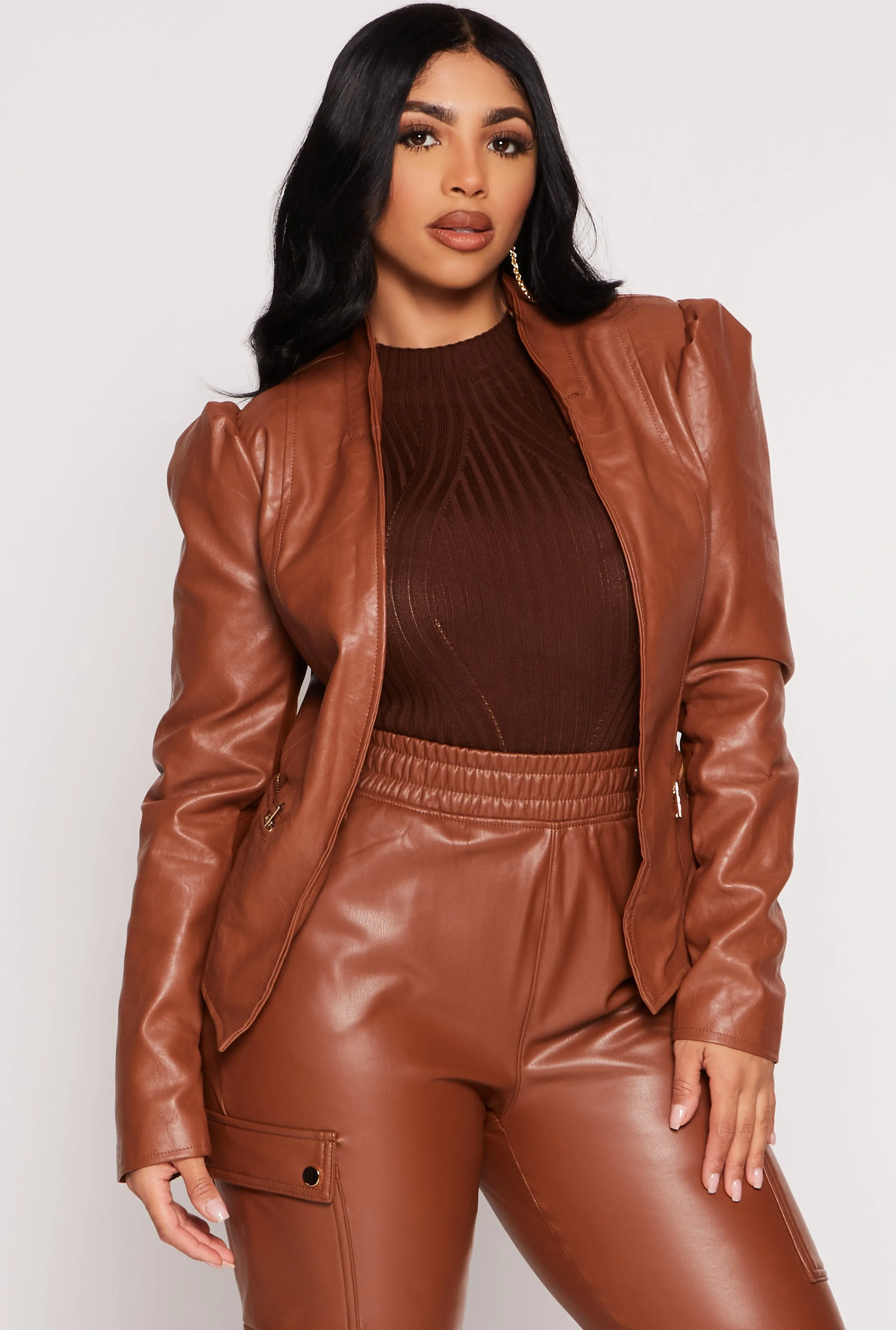 Haute Monde Faux Fur Trim Faux Leather Jacket sold by Rainbow product image thumbnail 5