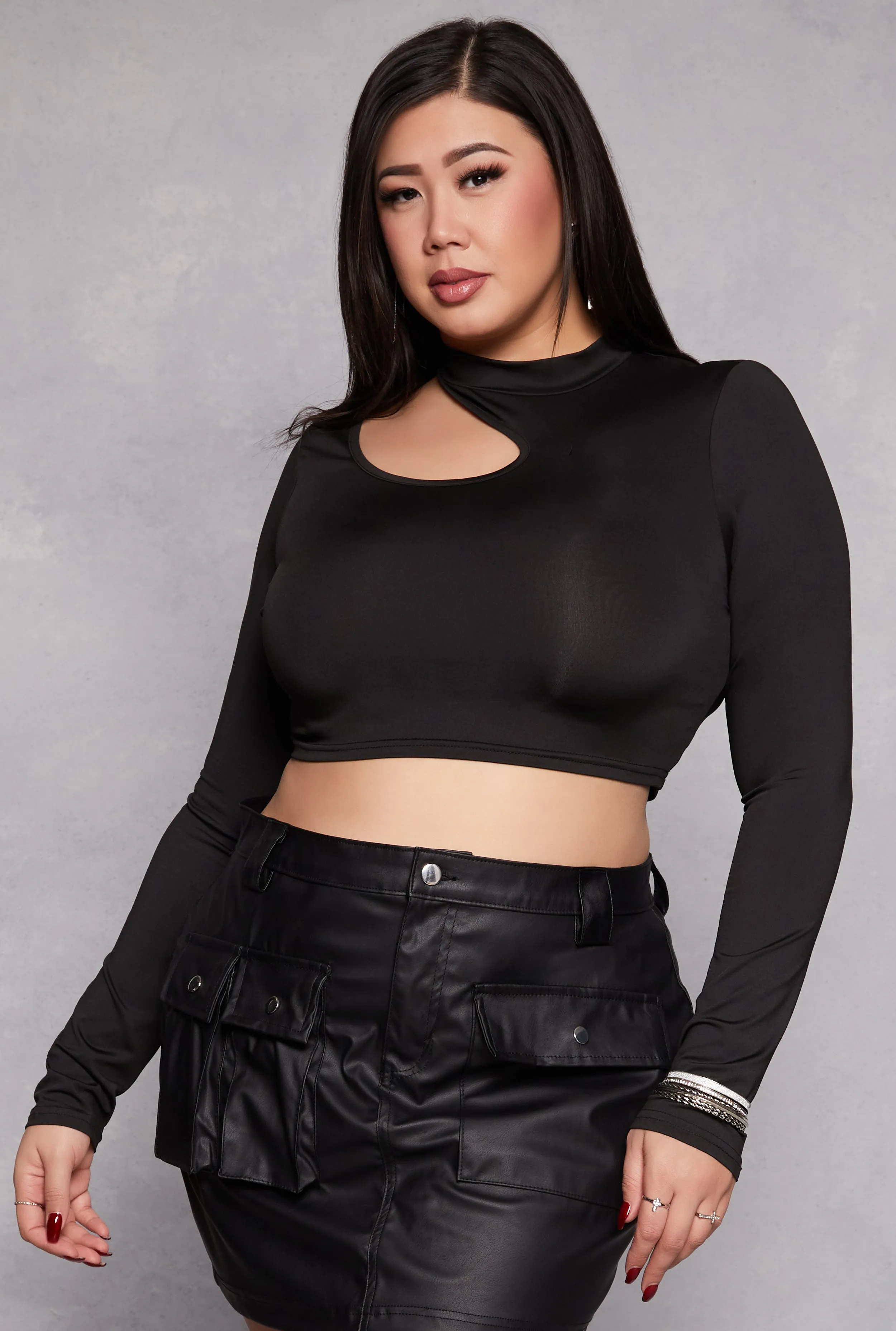 Plus Size Daisy Asymmetrical Cut Out Crop Top sold by Rainbow