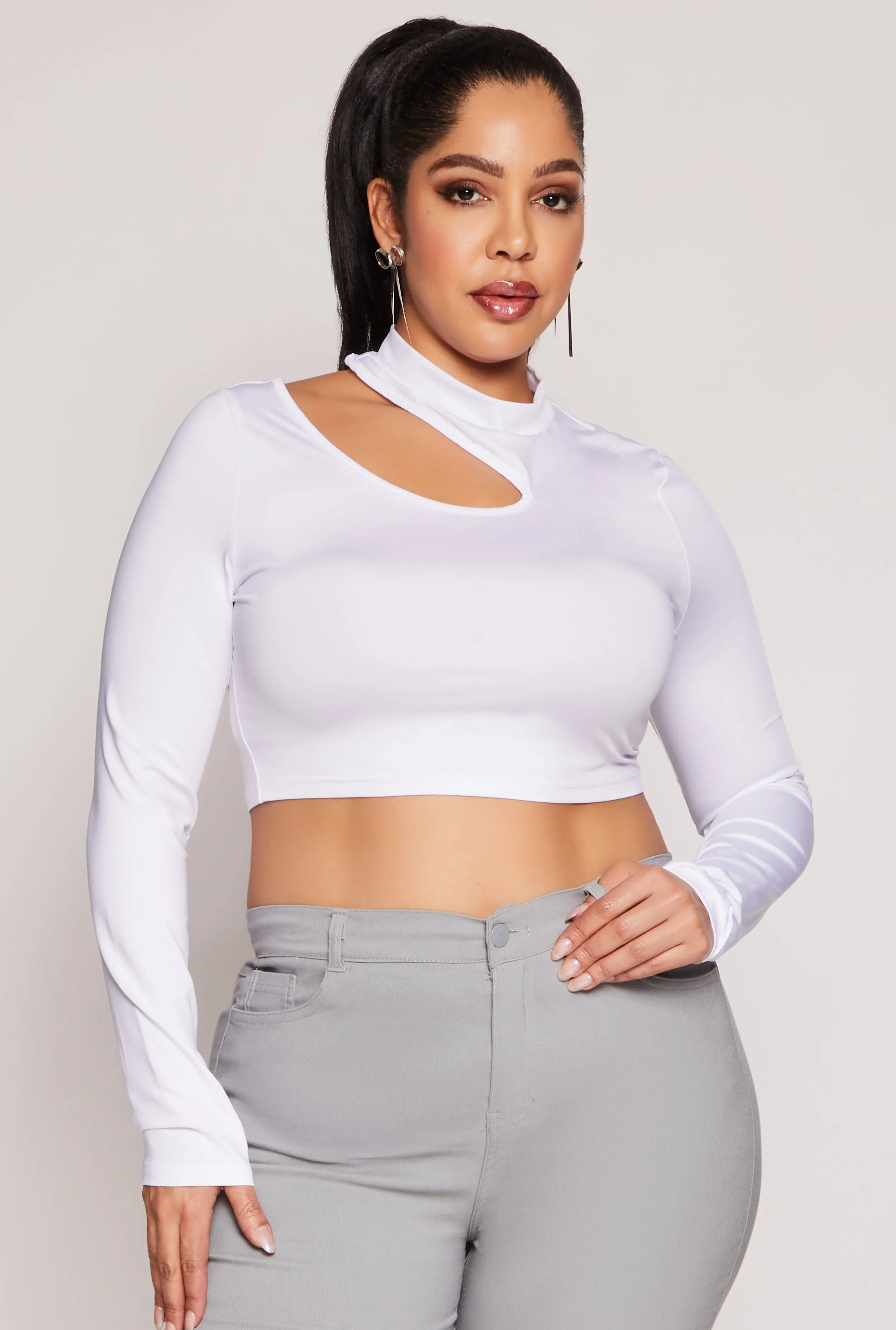 Plus Size Daisy Asymmetrical Cut Out Crop Top sold by Rainbow