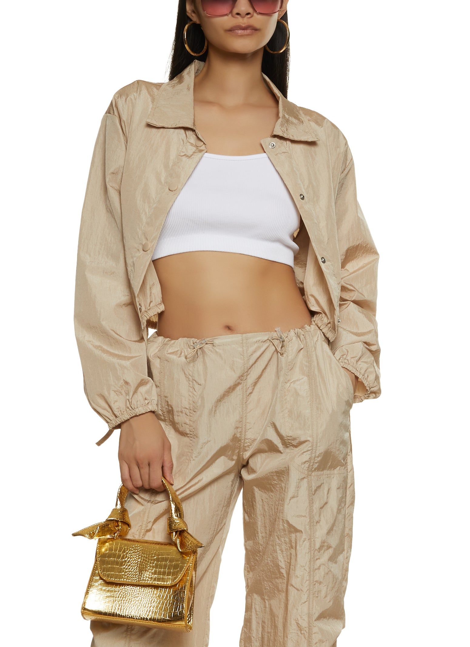 Nylon Snap Button Front Windbreaker Jacket sold by Rainbow product image thumbnail 2