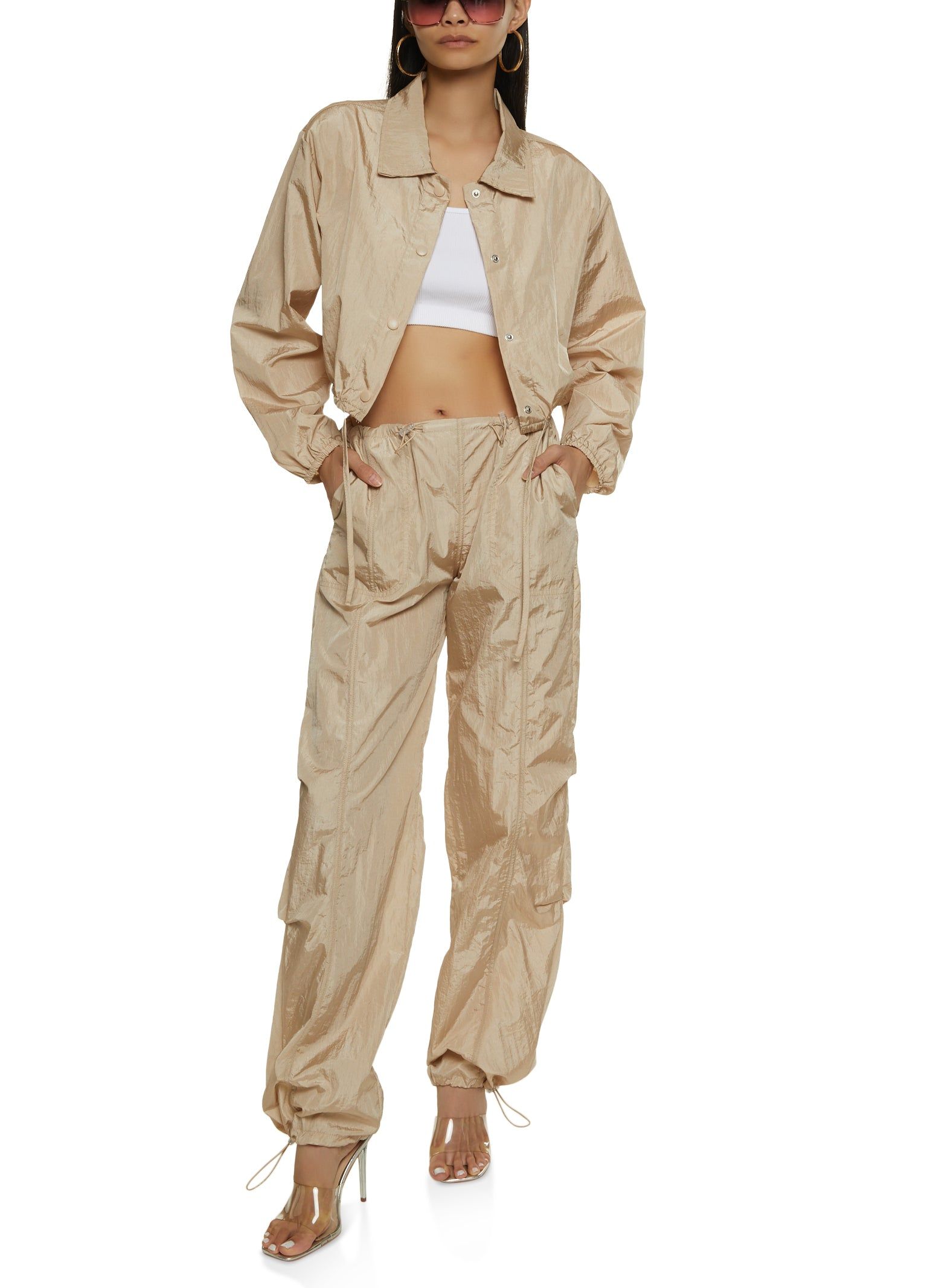 Nylon Snap Button Front Windbreaker Jacket sold by Rainbow product image thumbnail 3