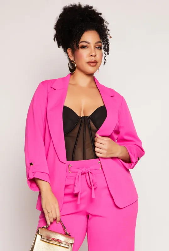 Plus Size Open Front Tabbed Sleeve Blazer sold by Rainbow