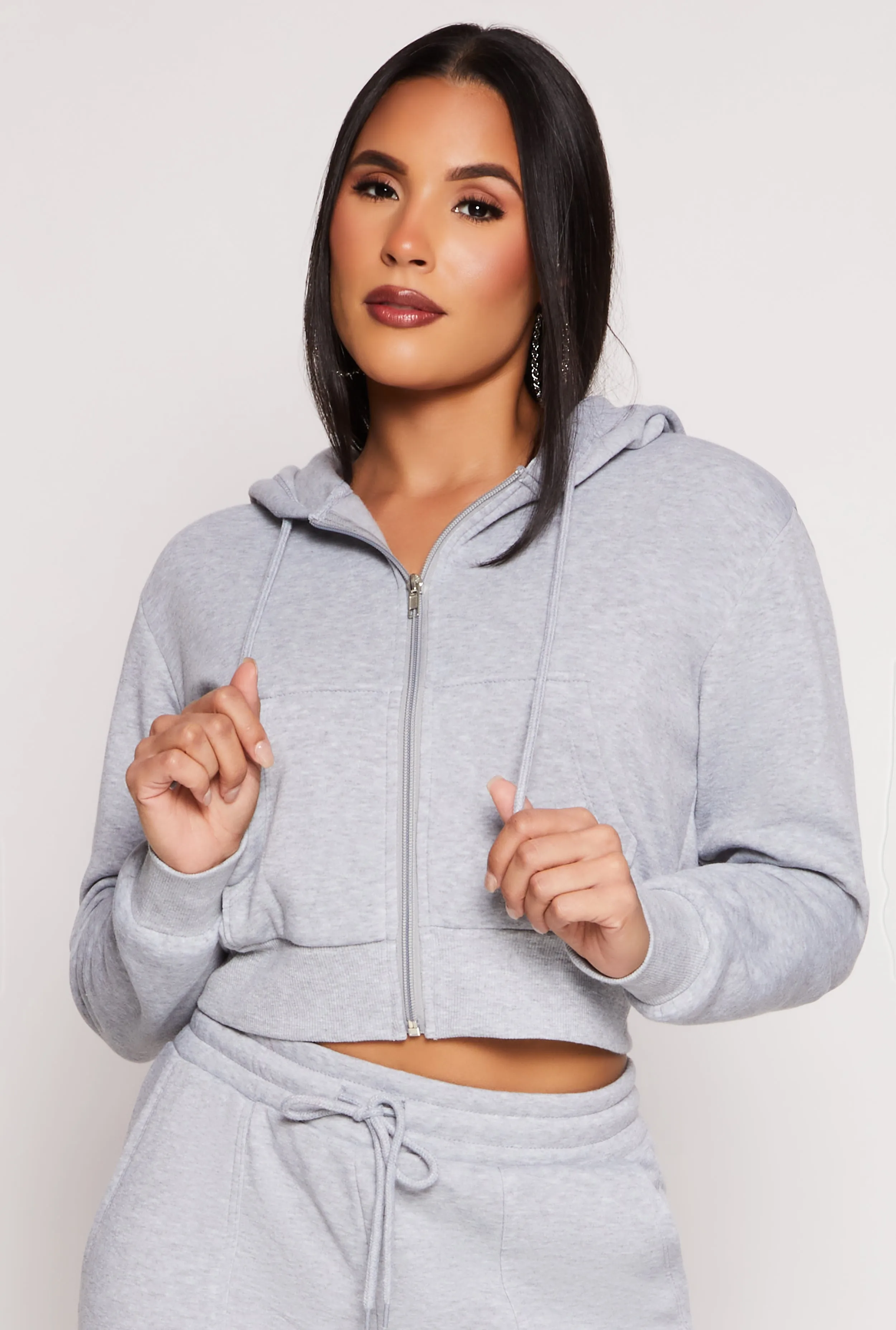 Fleece Zip Front Cropped Hoodie sold by Rainbow