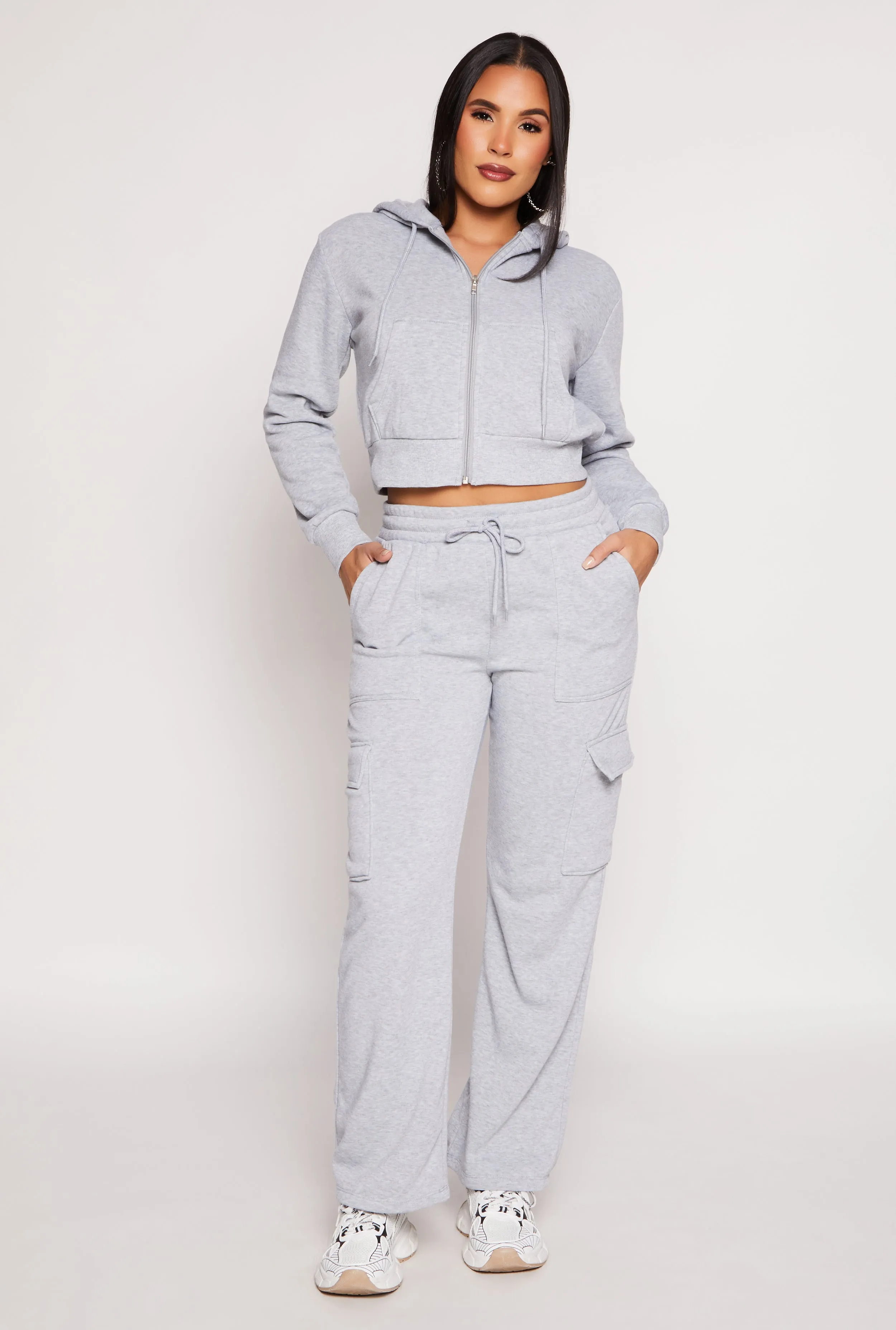 Fleece Zip Front Cropped Hoodie sold by Rainbow product image thumbnail 2