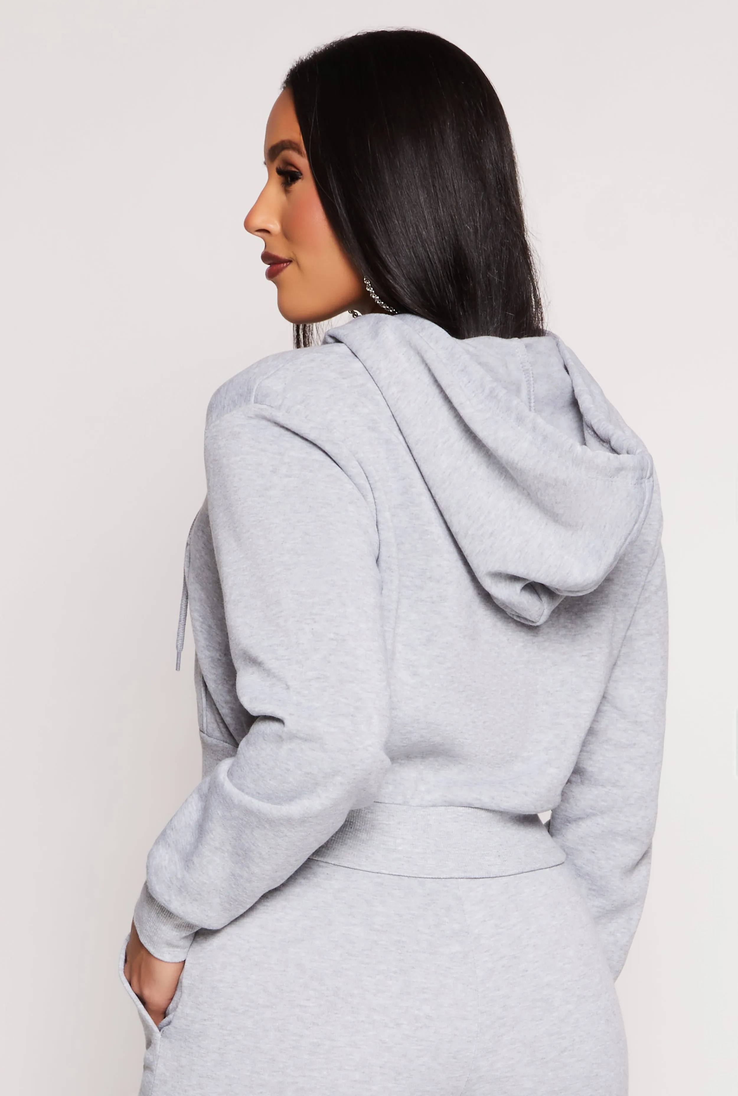 Fleece Zip Front Cropped Hoodie sold by Rainbow product image thumbnail 3