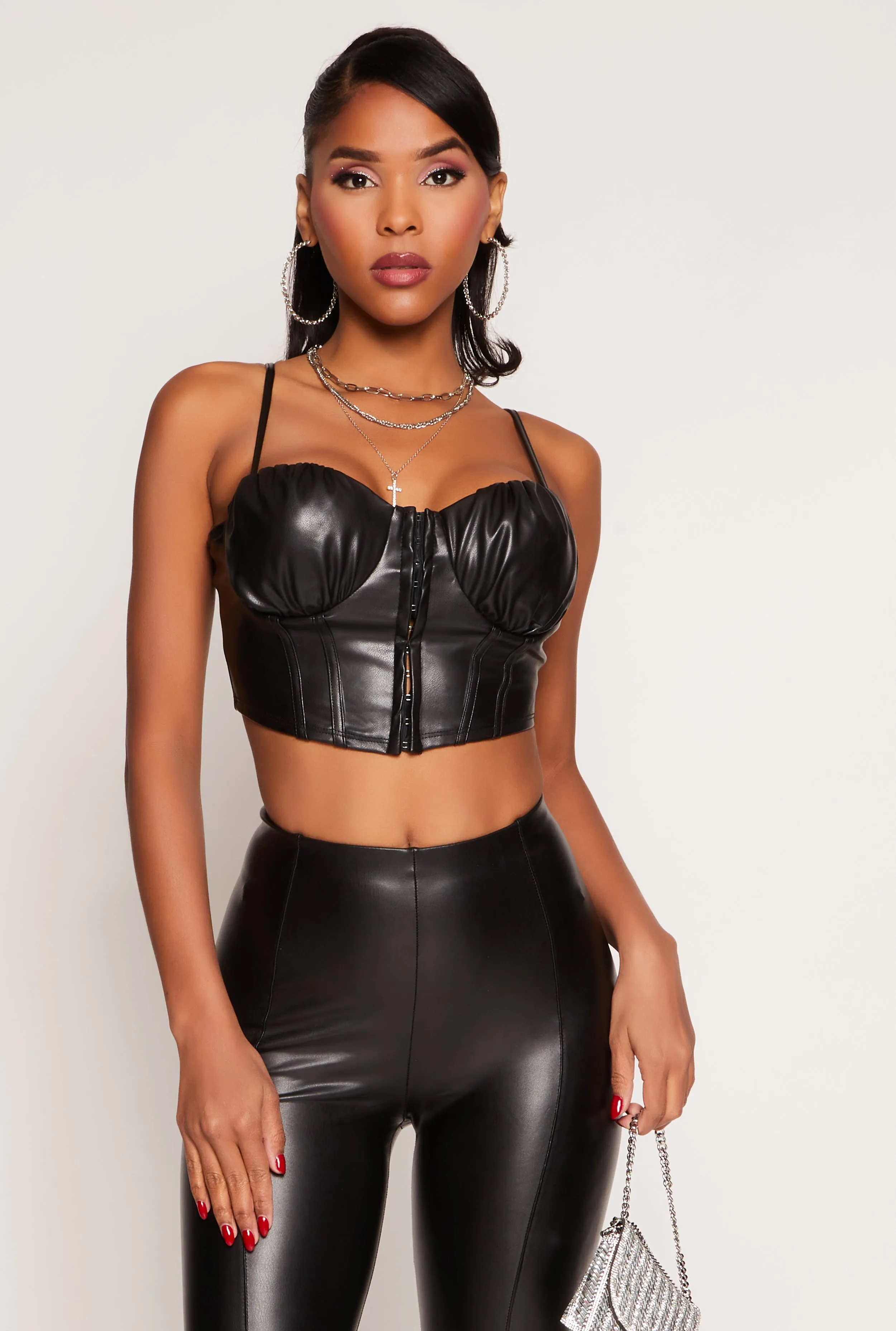 Haute Monde Faux Leather Bustier Top sold by Rainbow