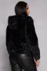 Faux Fur Zip Front Hooded Jacket sold by Rainbow