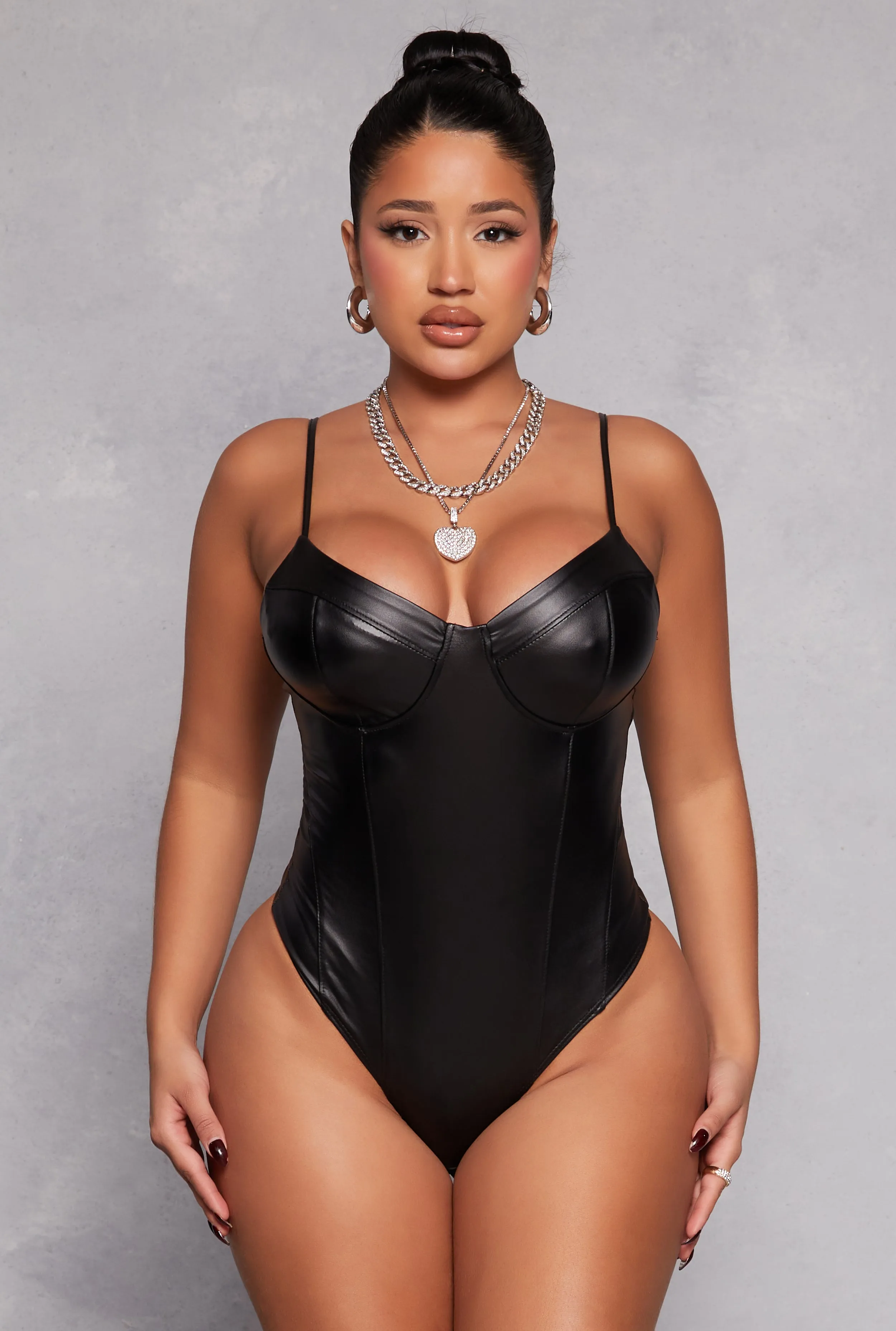 Iris Leather Look Bustier Bodysuit sold by Rainbow