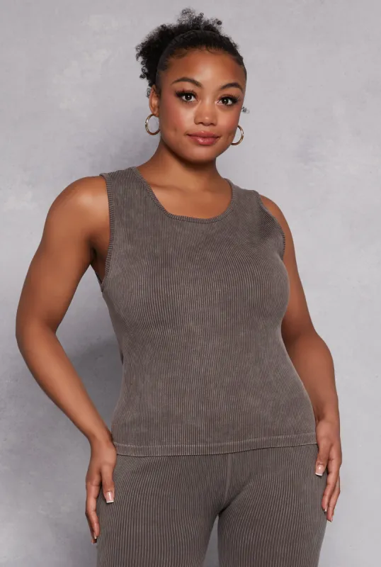 Plus Size Seamless Acid Wash Tank Top sold by Rainbow