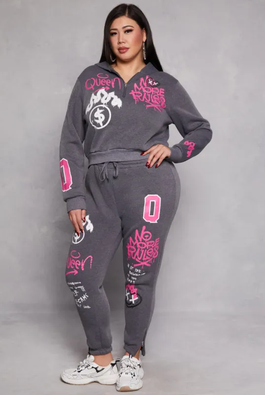 Plus Size Graffiti Print Sweatpants sold by Rainbow