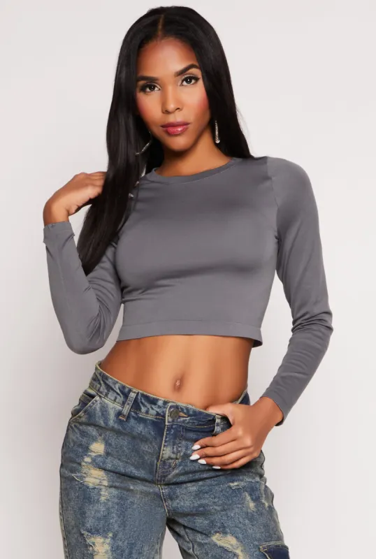Seamless Long Sleeve Crop Top sold by Rainbow