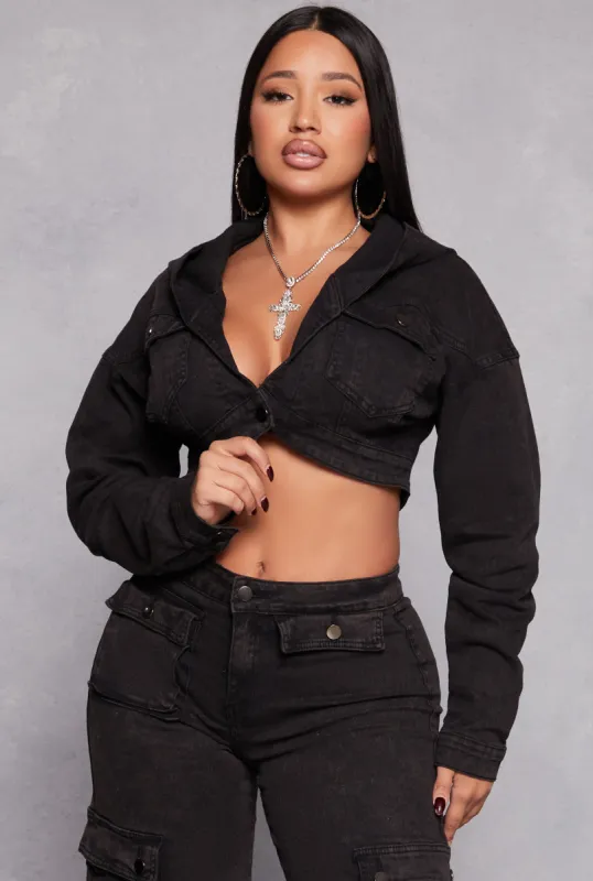 Spoon Jeans Hooded Cropped Jacket sold by Rainbow