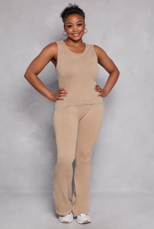 Plus Size Seamless Acid Wash Flared Pants sold by Rainbow