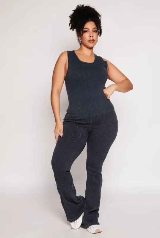 Plus Size Seamless Acid Wash Flared Pants sold by Rainbow