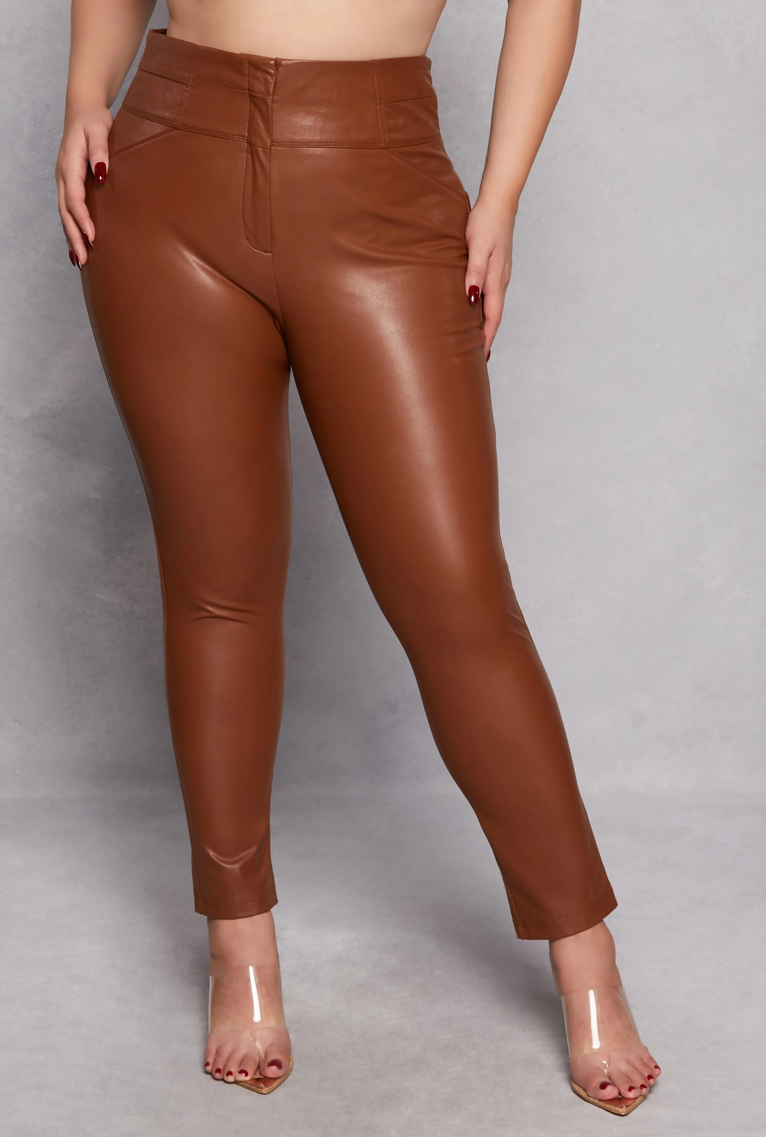 Plus Size Faux Leather High Waist Pants sold by Rainbow product image thumbnail 2