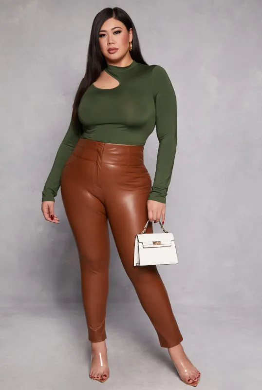 Plus Size Faux Leather High Waist Pants sold by Rainbow