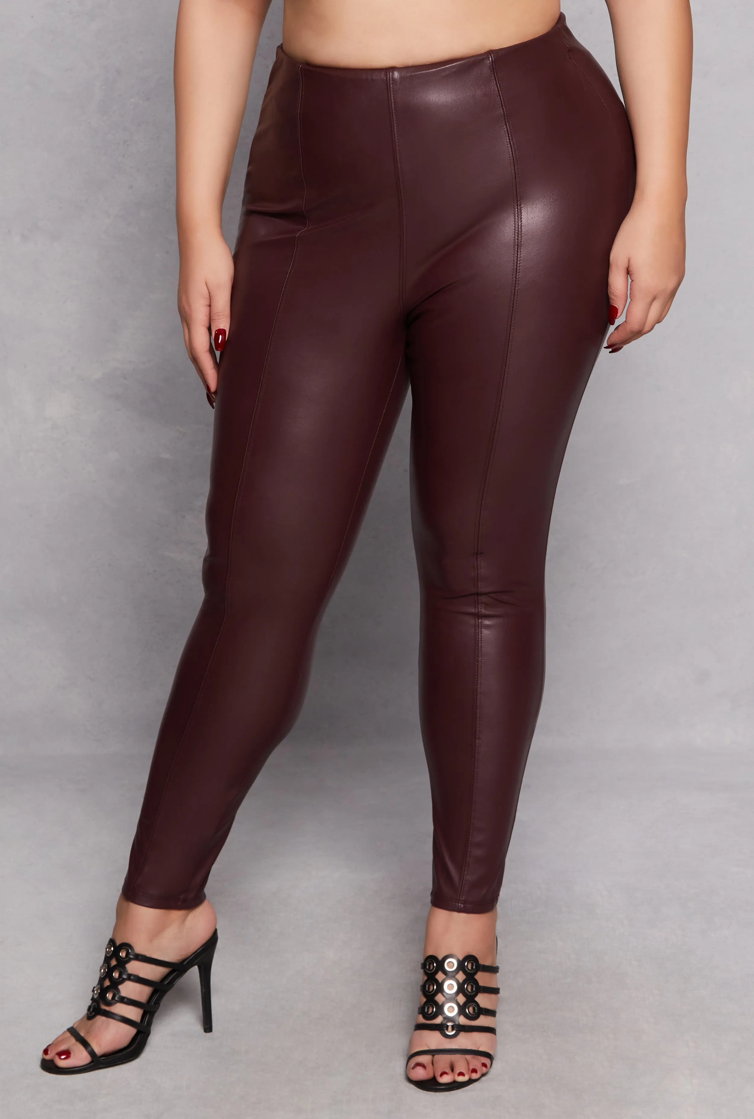 Plus Size Faux Leather Pintuck Pull On Pants sold by Rainbow product image thumbnail 2