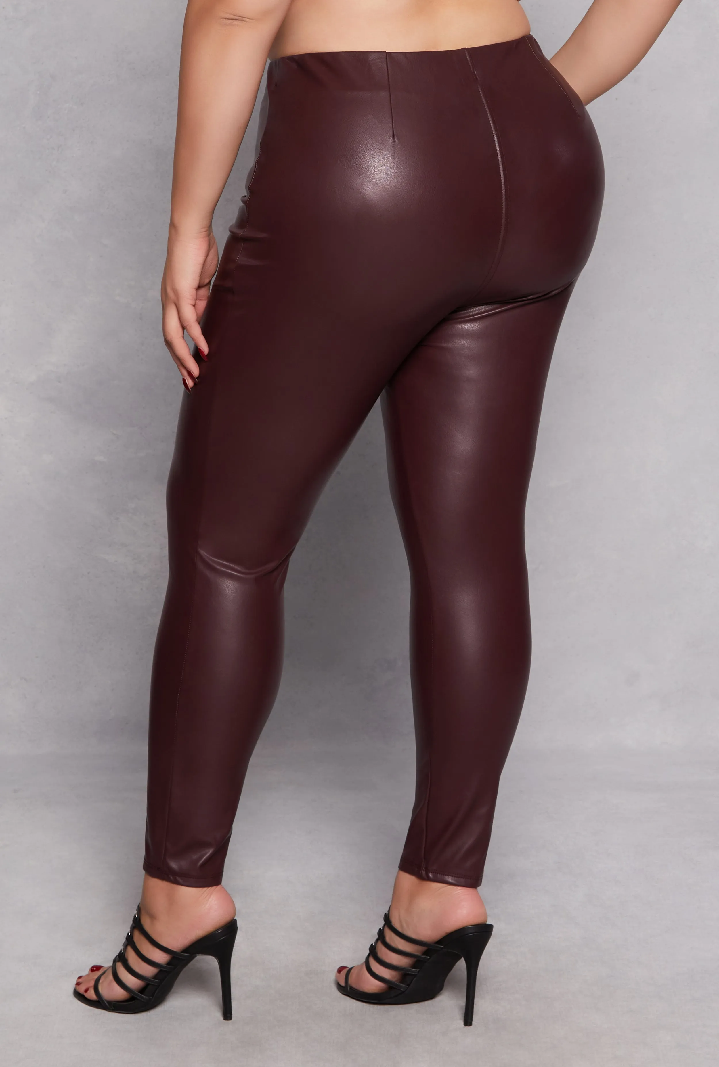 Plus Size Faux Leather Pintuck Pull On Pants sold by Rainbow product image thumbnail 3