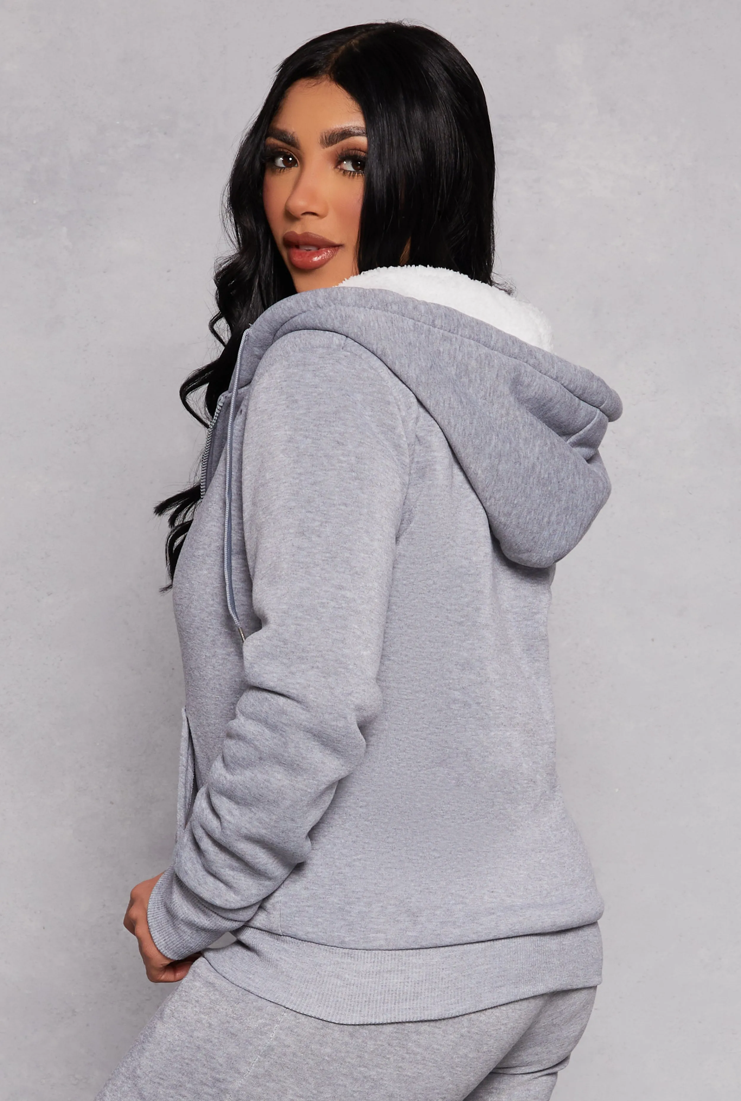Sherpa Lined Zip Front Hoodie sold by Rainbow product image thumbnail 3