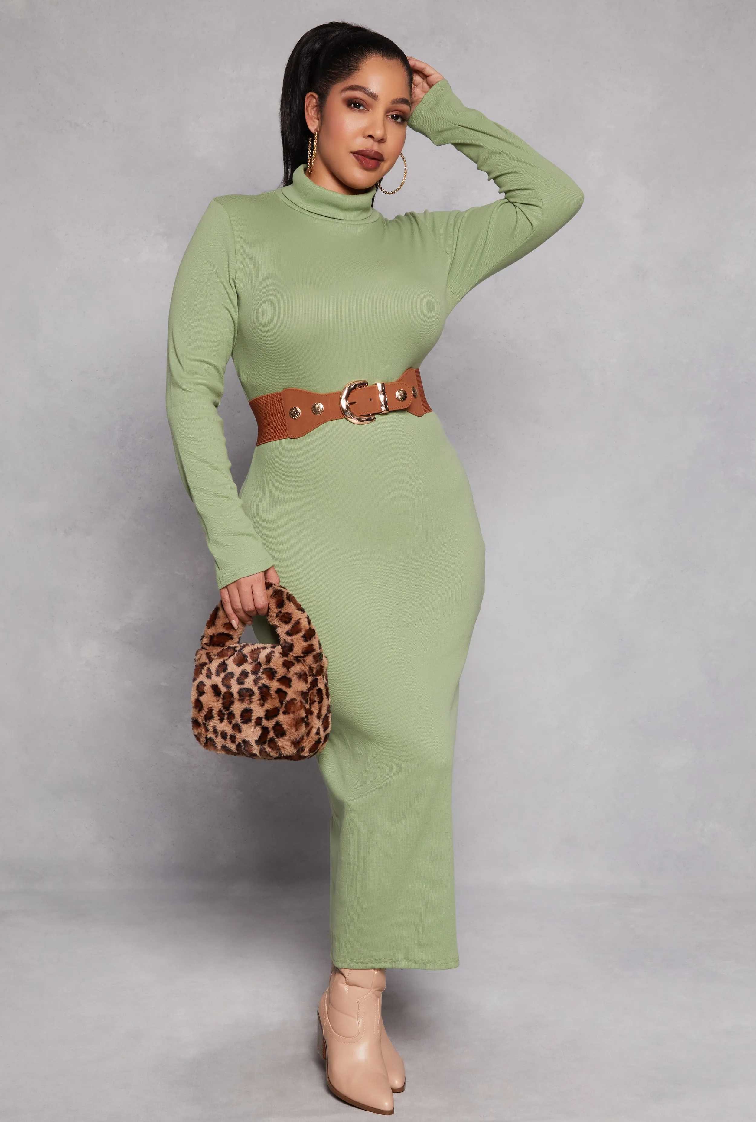 Plus Size Daisy Turtleneck Long Sleeve Dress sold by Rainbow
