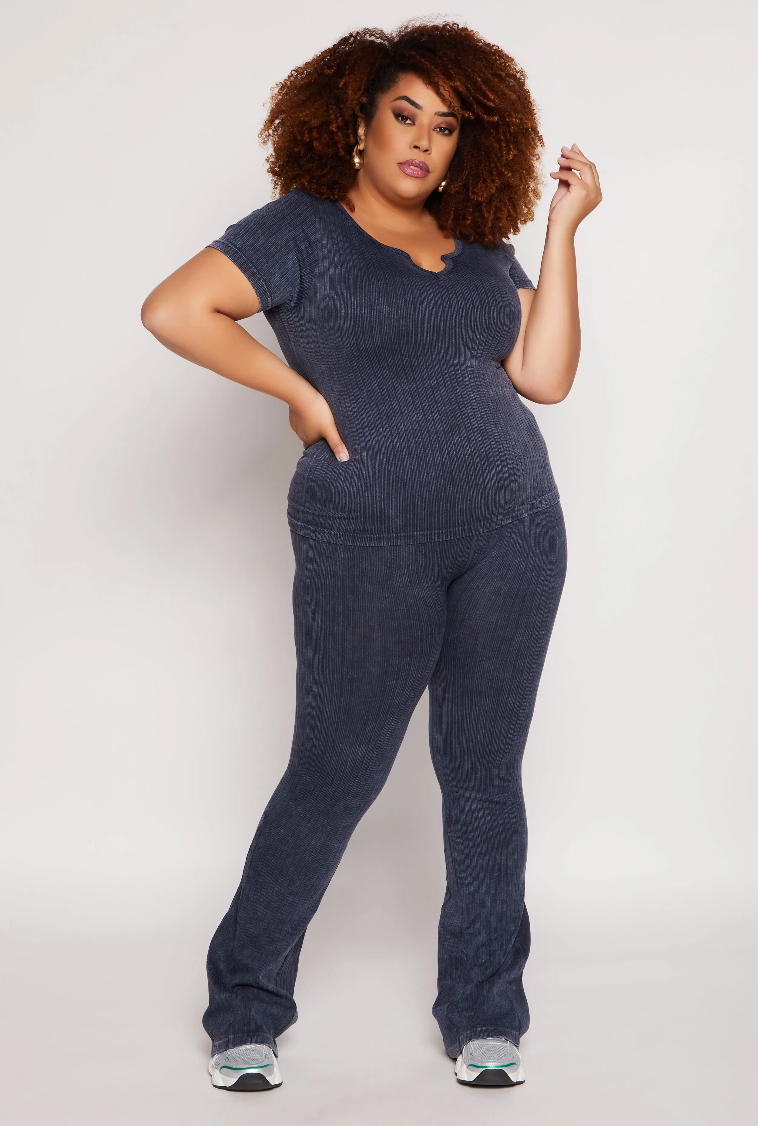 Plus Size Acid Wash Seamless Notch Neck Top sold by Rainbow product image thumbnail 2