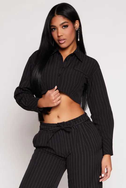 Pinstripe Cropped Shirt sold by Rainbow