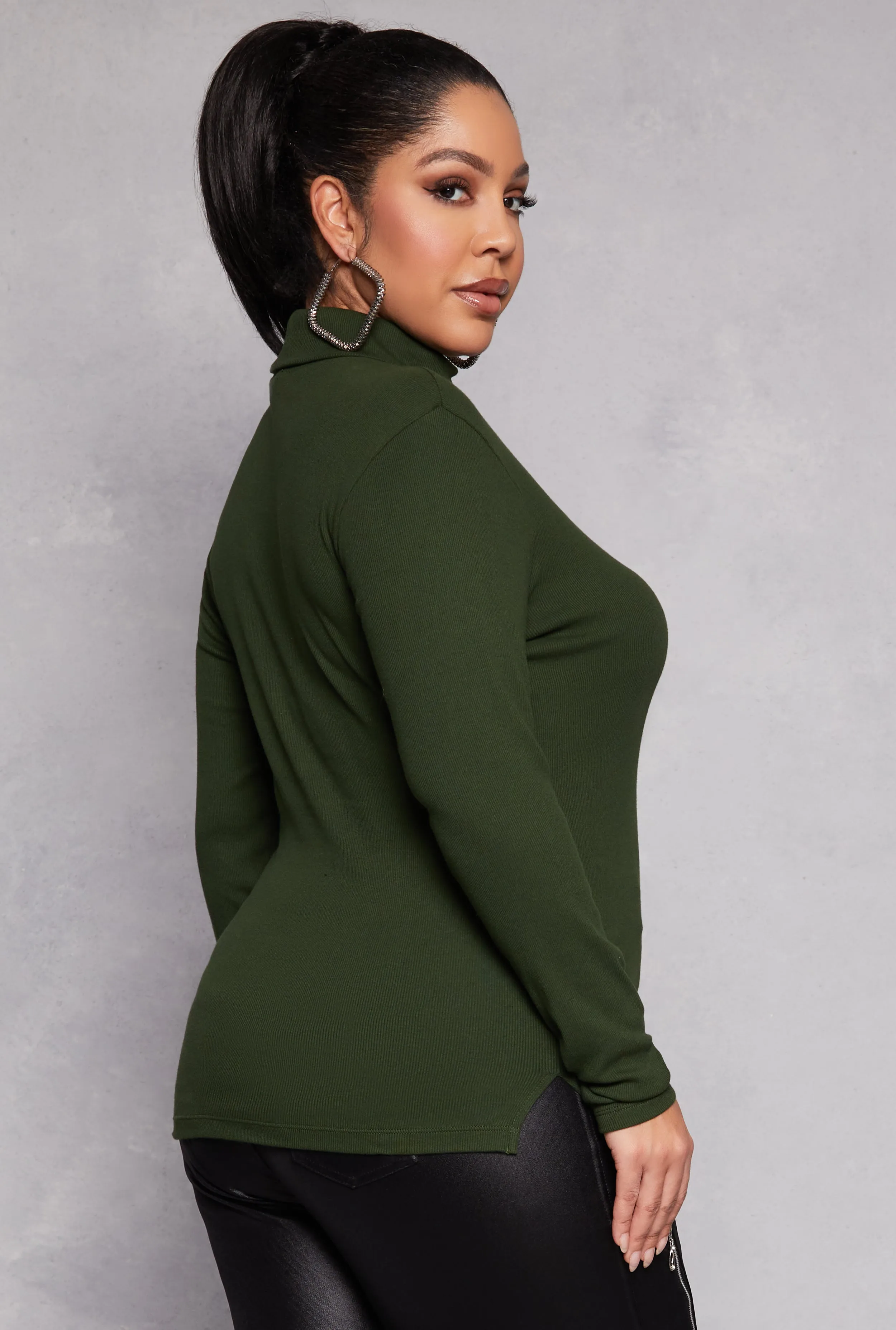 Plus Size Ribbed Knit Long Sleeve Turtleneck Top sold by Rainbow product image thumbnail 3