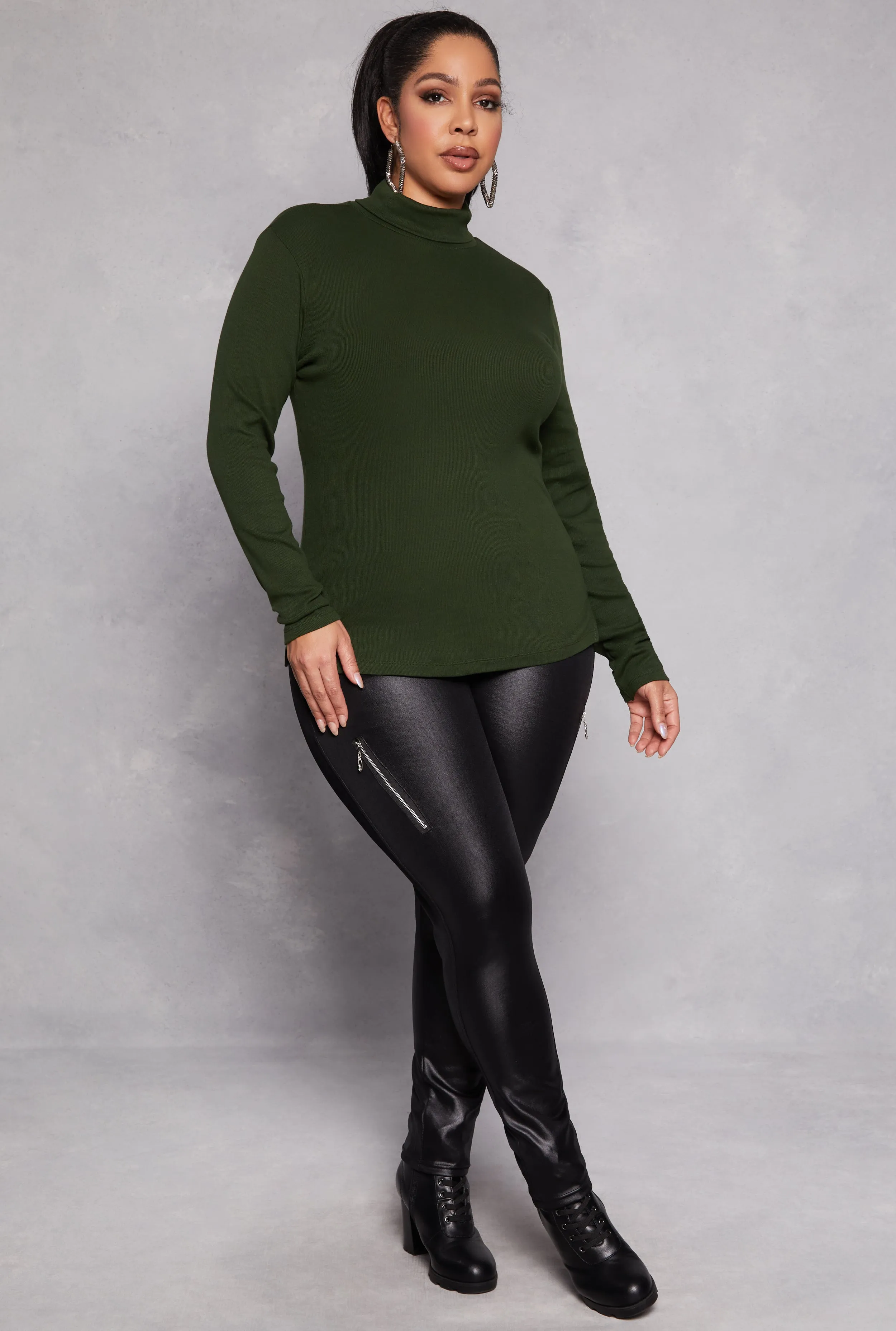 Plus Size Ribbed Knit Long Sleeve Turtleneck Top sold by Rainbow product image thumbnail 2