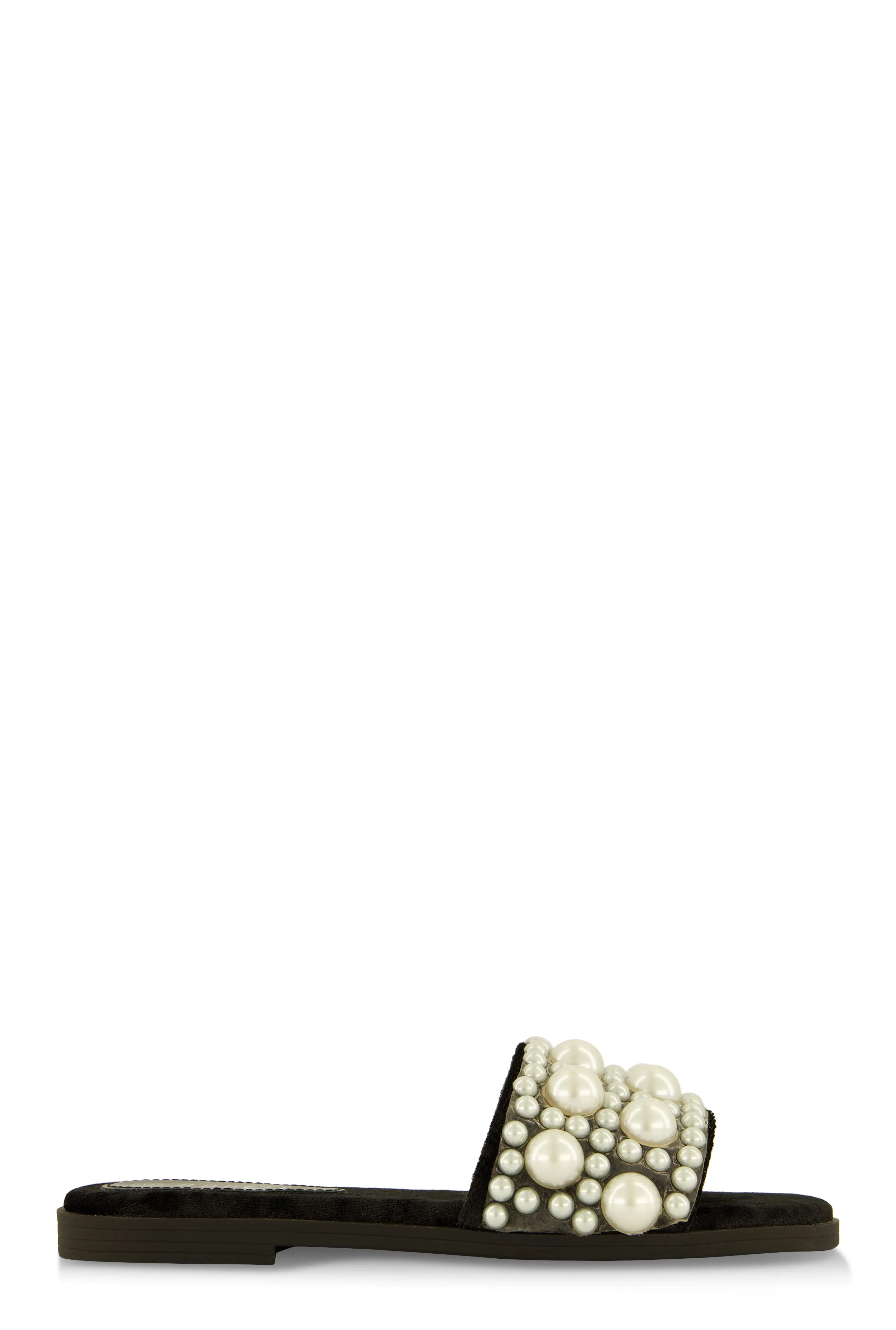 Velvet Faux Pearl Band Slide Sandals sold by Rainbow product image thumbnail 2