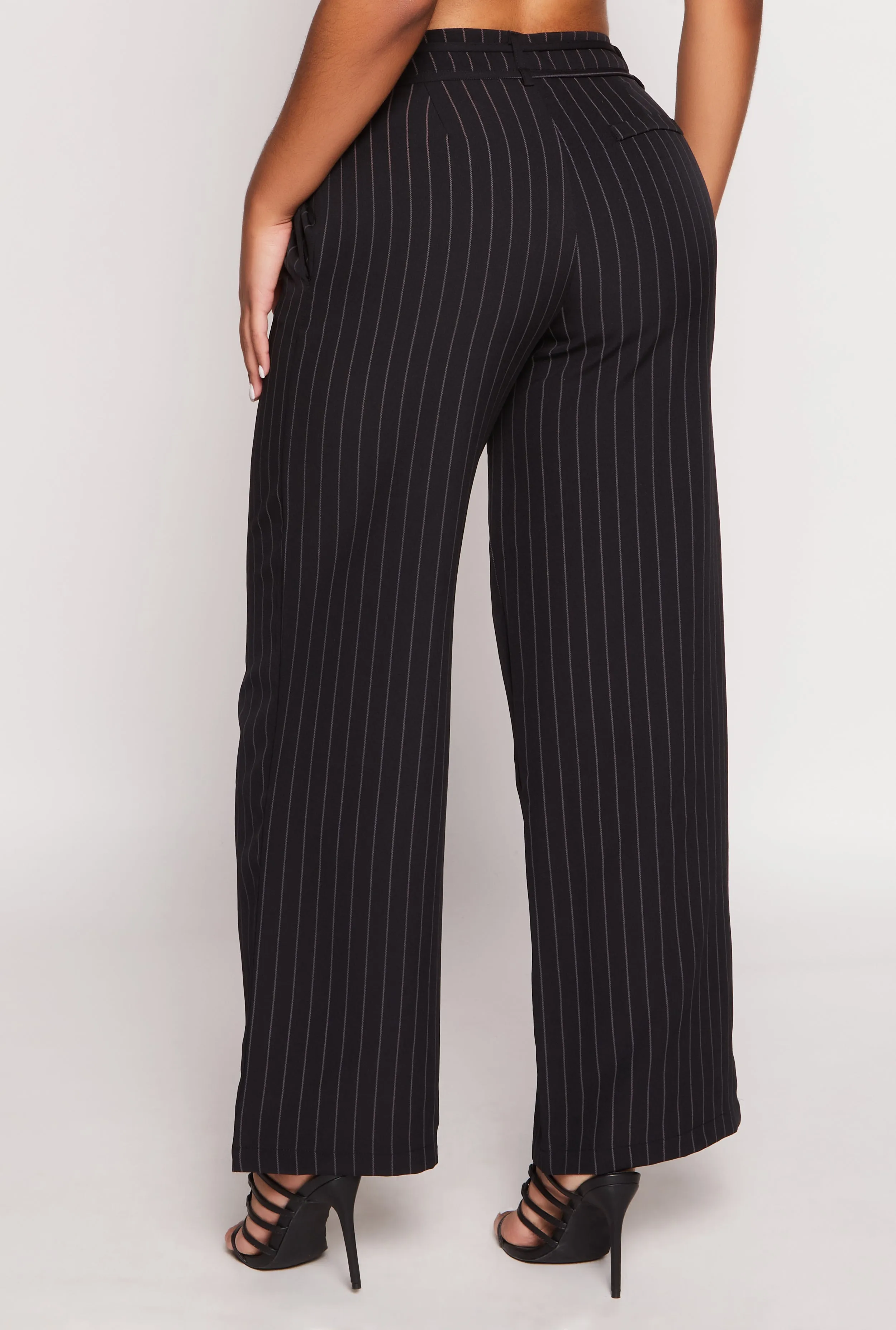Tie Waist Belted Pinstripe Pants sold by Rainbow product image thumbnail 3