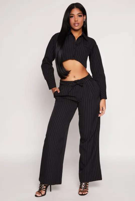 Tie Waist Belted Pinstripe Pants sold by Rainbow