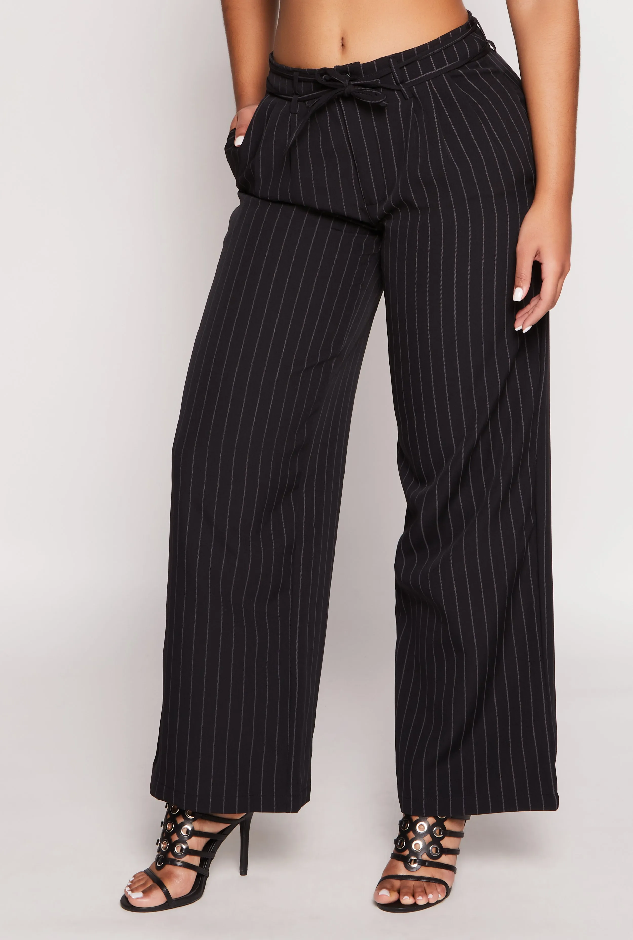 Tie Waist Belted Pinstripe Pants sold by Rainbow product image thumbnail 2