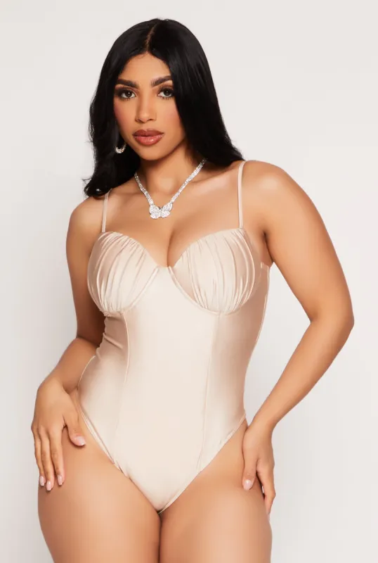 Ruched Padded Bustier Bodysuit sold by Rainbow