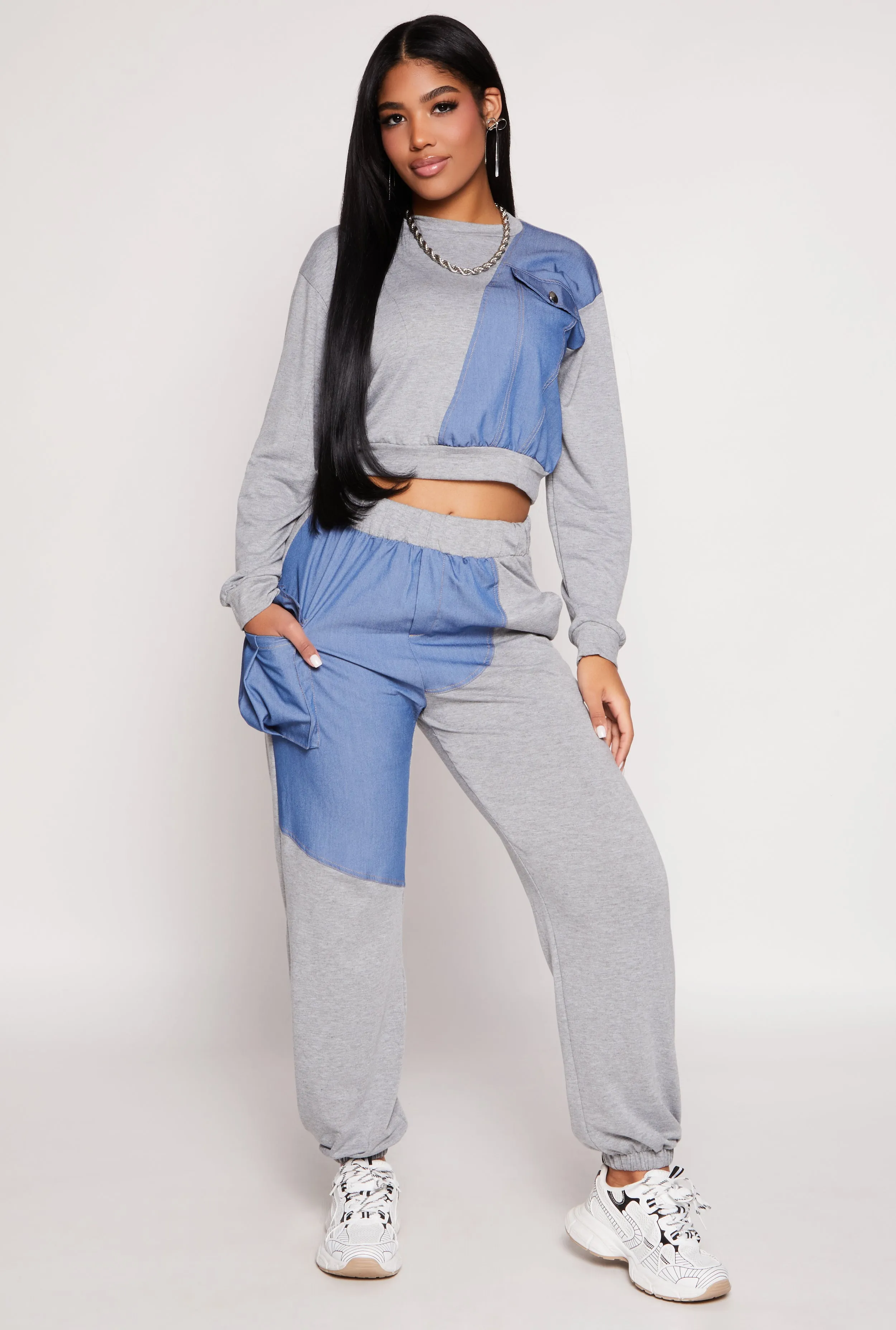 Chambray Color Block Pull On Sweatpants sold by Rainbow