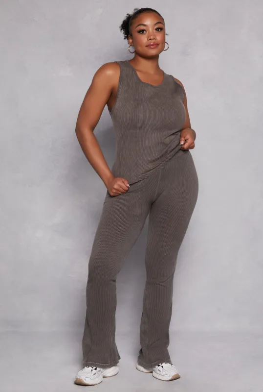 Plus Size Seamless Acid Wash Flared Pants sold by Rainbow