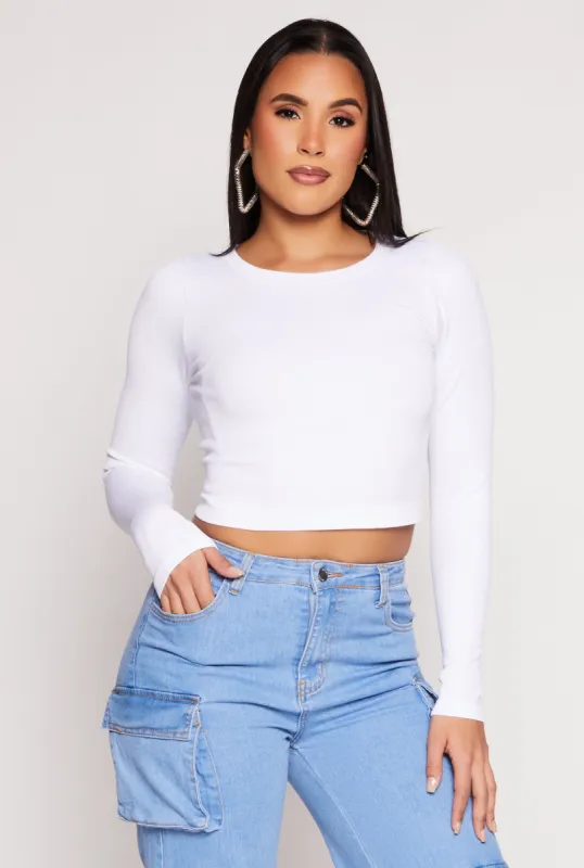 Seamless Ribbed Knit Crew Neck Crop Top sold by Rainbow