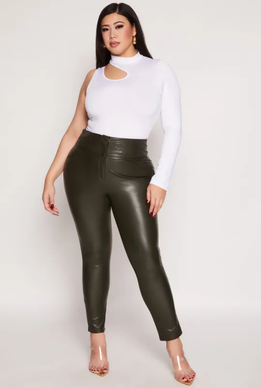 Plus Size Faux Leather High Waist Pants sold by Rainbow