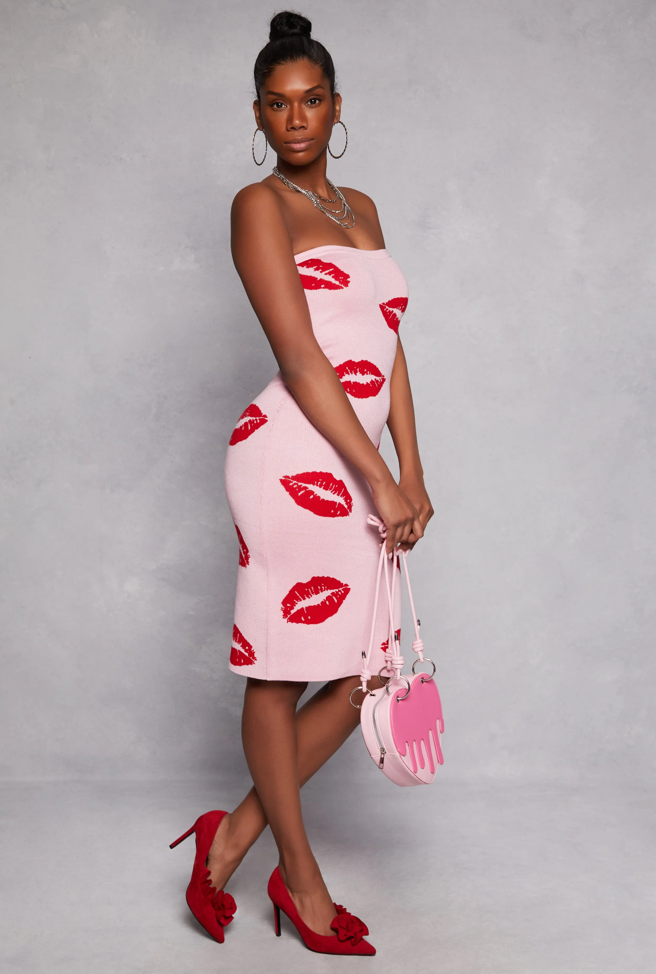 Lip Print Midi Tube Dress sold by Rainbow product image thumbnail 2