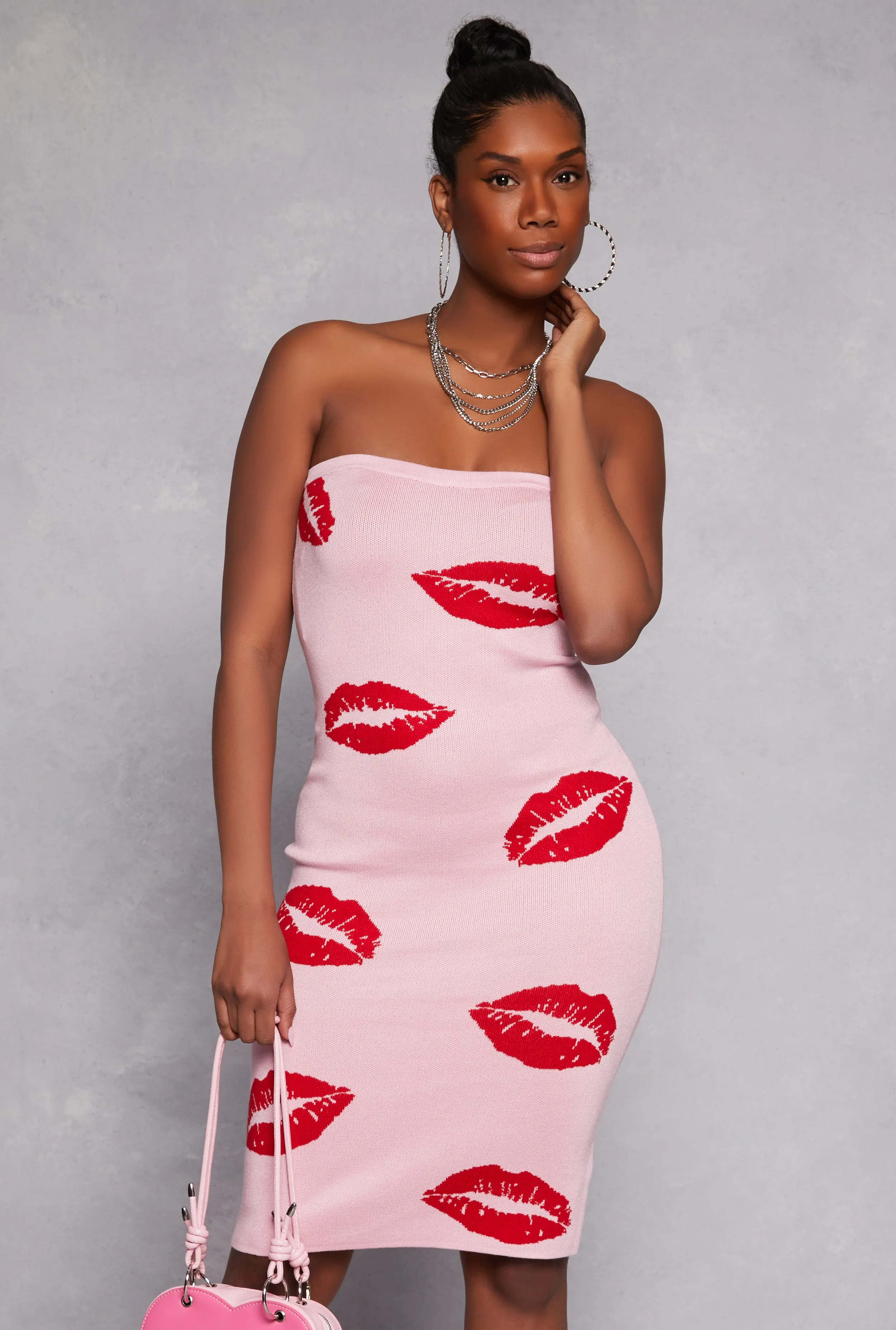 Lip Print Midi Tube Dress sold by Rainbow