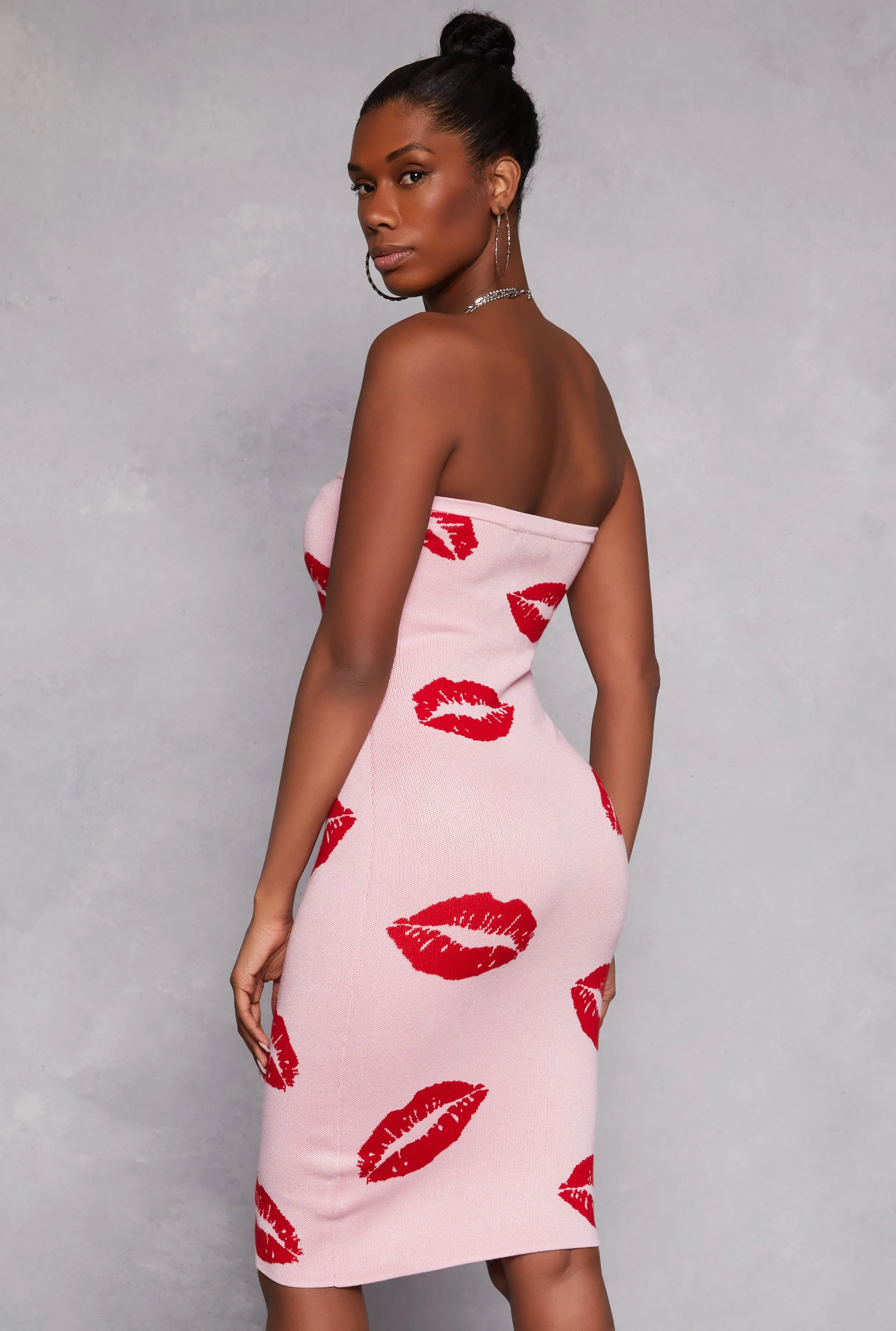 Lip Print Midi Tube Dress sold by Rainbow product image thumbnail 3